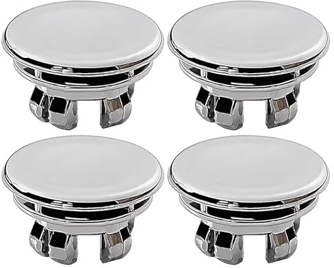 WOLMIK Sink Overflow Ring - 4 PCS Sink Overflow Covers, Round Plastic Overflow Hole Cover, Basin Trim Drain Cap Cover, Sink Hole Plugs, Replacement Overflow Cover for Sink, Bathroom, Bathtub, Kitchen