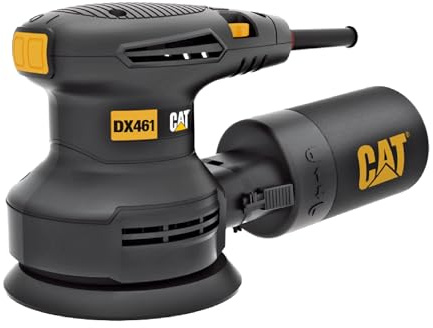 CAT DX461 Ponceuse excentrique 125 mm 400 W 5000-14000 tr/min Ø 2,5 mm (avec boîte à poussière cyclonique, vitesse variable et aspiration de la poussière)