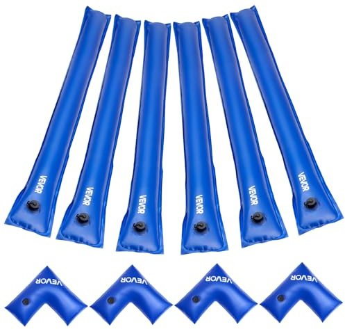 VEVOR Kit di Sacchi Zavorra per Copertura Piscina, Sacca di Pesi a Camera Singola da 2,4 m, 4 Pezzi di Tubi Angolari Utensili per Telo Piscina con Tappo Anti-perdite, per Copertura Invernale, Blu