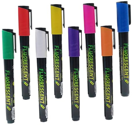 PartyKindom 8Pcs Neon Chalk Markers for Glass and Car Windows Erasable Liquid Chalk Pens with Wear Resistant Tips Vibrant Colors for LED Boards Blackboards Mirrors and Outdoor Advertising