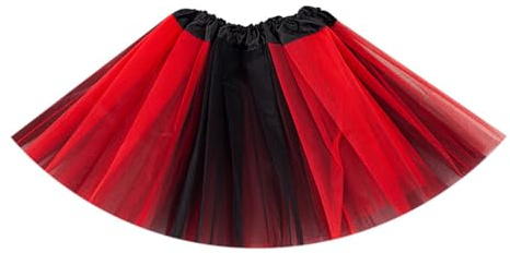 Jupe tutu en tulle élastique pour enfants, adolescentes, filles, jupe tutu courte pour danse, ballet, Halloween, Noël, costume en tulle superposé, noir/rouge, taille unique