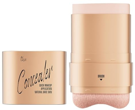 Base de Maquillaje en Barra Eraser Concealer, Base de Maquillaje en Barra Ligera con Brocha, Larga Duración, Resistente al Agua, Hidratante y Ligera, 12 g