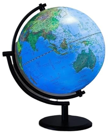 ATMRC Globo Terraqueo Globo terráqueo de 8 Pulgadas, Globo de iluminación LED con Marco de Hierro, Globo de luz Nocturna for niños, decoración del hogar y la Oficina Aula(20cm)