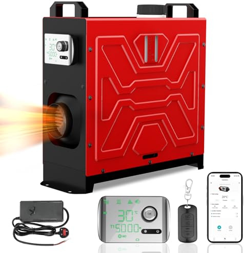 WUGMCNFBC 8 kW Dieselheizung, 12 V/24 V, All-in-One-Standheizung mit App und Fernbedienung, LCD-Display, geräuscharmes, schnelles Aufheizen für Wohnmobil, Wohnmobil, Boot, LKW, Garage, Zelt