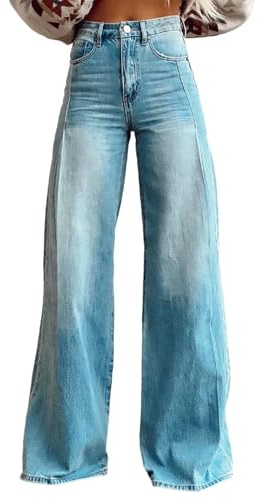 Pantalones Vaqueros Holgados Palazzo para Mujer Cintura Alta Vaqueros de Pierna Ancha Pierna Recta Dril Pantalones Elástico y Cómodos Impresión Y2K Boyfriend Baggy Jeans Pantalón Vintage