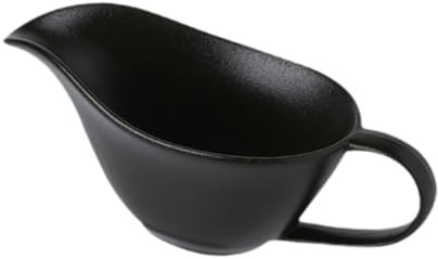 QOKLIYUI Vit porslinssåsskål med stor pip Lätt att hälla och servera Såskanna Fint porslin med slät kant dippskålar, svart, 20x9x8 cm