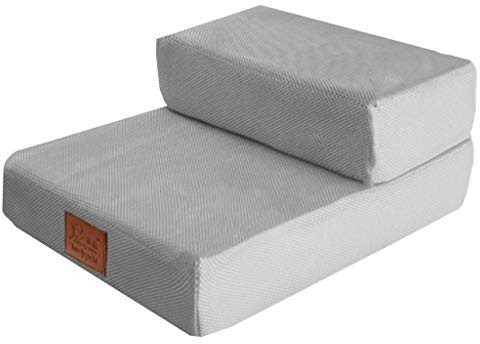 Haustiertreppe 2 Stufen Kleine for Welpen, Abnehmbarer Und Waschbarer Sofa-Stufenhocker for, 48 × 40 20 cm(Gray)
