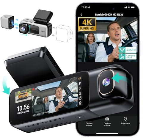 BOTSLAB Dashcam Auto Vorne Innen, 4K+1080P Auto Kamera mit Super Nachtsicht