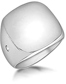 Tuscany Silver Unisex-Ring Square Signet 925 Silber rhodiniert Zirkonia weiß Rundschliff - 8.48.84