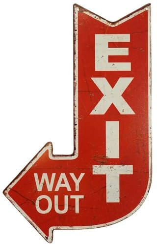 Blechschild EXIT WAY OUT Retro Vintage-Deko Wegweiser Nostalgie Dekoschild 40 x 25 cm