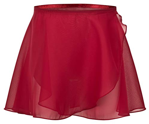 tanzmuster ® Wickelrock Mädchen Ballett - Emma - aus transparentem Chiffon - lockerluftiger Ballettrock zum Binden für Kinder in Burgunder, Größe:164/170