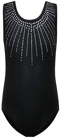 ZNYUNE Mädchen Kinder Turnbody Ärmellos Turnanzug Gymnastik Trikot Gymnastikanzug 199 Black 12A