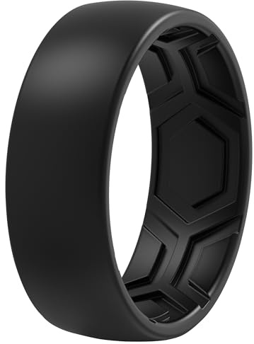 ThunderFit Men's Patterned Silicone Rings, 8mm Wide 2.2mm Thick Rubber Bands,Variety Multipack 1,4,7
