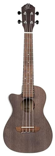 Ortega Guitars Concert Ukulele Lefthanded – Electro-Acoustic – Earth Series – with Cutaway – Okoume, Black (RUCOAL-CE-L)