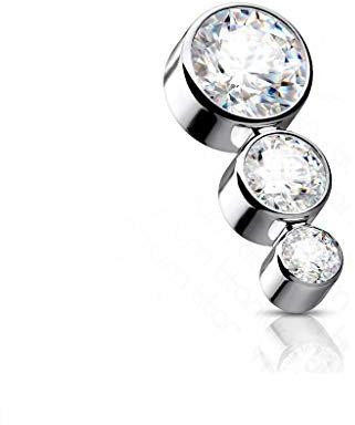 Paula & Fritz® Aufsatz-Dermal Anchor Silber-Klar Zirkonia Titan Grad 23 Gewinde 1,6-mm Haut-Anker Skin Diver Implantat Bodypiercing Ersatzkugel