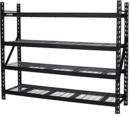 Rayonnage à tablettes en caillebotis STIER, charge par casier 400 kg, lxPxH 1 960x600x1 830 mm