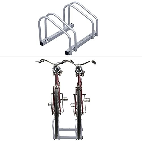 EINFEBEN Fahrradständer 2 Fahrräder | Sicherer Radständer auch für Mountainbikes und E-Bikes | Die Größe ist 41 * 32 * 26CM | Stahl verzinkt | Bodenparker Bügelparker Mehrfachständer