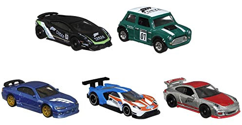 Hot Wheels HFF49 - Forza 5er-Pack Spielzeug-Rennfahrzeuge aus dem Videospiel im Maßstab 1:64 mit authentischen Details und realistischem Design, Geschenk für Sammler und Kinder ab 3 Jahren