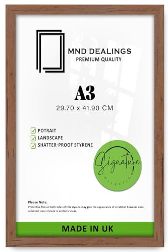 MND Dealings | MDF Wood Poster Frame A3 (29.70 x 41.90 CM) Picture Frame for Portrait, Landscape & Wall Décor, Medium Modern MDF Finish for Professional Display [ Walnut ]
