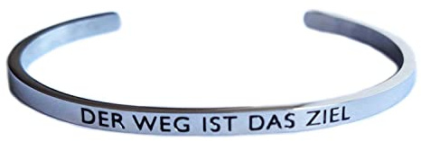 Eleganter Armreif Armband silber mit Mantra und Spruch bis ca. 16 cm. DER WEG IST DAS ZIEL