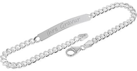 trendor Herren Gravur-Armband 925 Silber Schildband 21 cm inklusive Wunsch-Gravur Gravurschmuck aus Sterlingsilber für Männer, zeitlose Geschenkidee, 41065