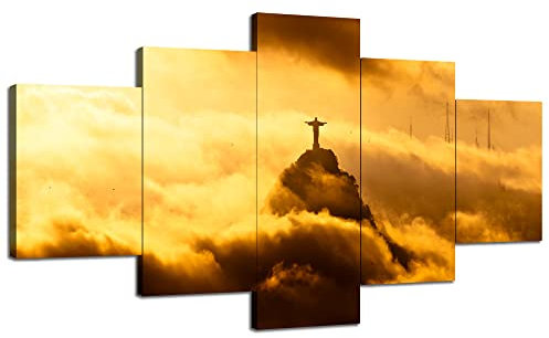 Brasilien Jesus-Statue, Wandkunst, Rio de Janeiro, Brasilien, Gemälde, Wanddekoration, Christus, der Erlöser, Bild, Leinwanddruck, gerahmt, Büro, Zuhause, Wohnzimmer, Schlafzimmer, Dekoration (152,4
