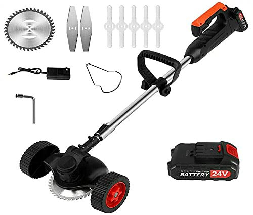 Tagliaerba a batteria, 24V 6000mAh Tagliaerba a batteria con caricabatterie per uso domestico Piccolo tosaerba a batteria per taglio del giardino Taglio del prato Cura del prato Vialetto Giardino, ne