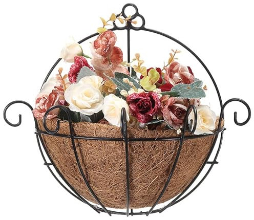 CLoxks Blumenampel Kokosnussschalen-Eisen-Pflanzen-Blumentopf-Korb-Pflanzgefäß-Kunst for Balkon-Fenster-Garten-Dekor-Blumen-Grün-Dill-Blumentöpfe Hängepflanztöpfe