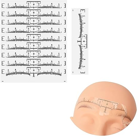 zalati Righello Sopracciglia 100 Pezzi Adesivi Trasparenti per Mappatura Sopracciglia Monouso per Microblading, Extension Sopracciglia, Trucco Permanente