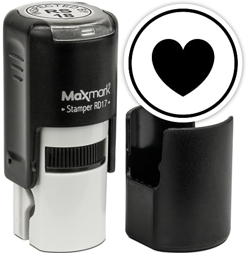 MaxMark Round Self Inking Emoji Stamp - Heart - Black Ink