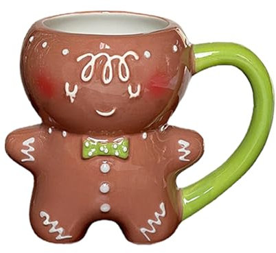 tedious Lebkuchenmann Weihnachtstassen|1/2 Stück Weihnachts Lebkuchen Kaffeetasse|3D-Kaffeetasse aus Keramik mit Henkel|Niedliche Lebkuchenmann-Trinkbecher,Milchbecher,Weihnachtsgeschenke für Freunde