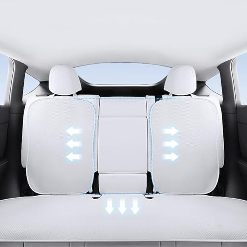 TOPABYTE Ajuste Personalizado para Tesla Model 3 Highland 2024 Fundas de Asiento Trasero de Automóvil Protector de Cojín de Asiento Interior (3 Piezas/Tela de Hielo/Blanco)