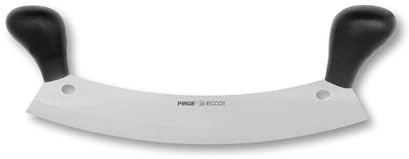 Pirge Ecco Wiegemesser für Fleisch 35 cm Einschneidig Kräutermesser Pizzaschneider - Fleischermesser - Edelstahl Profi Küchenmesser Pizzamesser - Ergonomisches Kunststoff Griffdesign