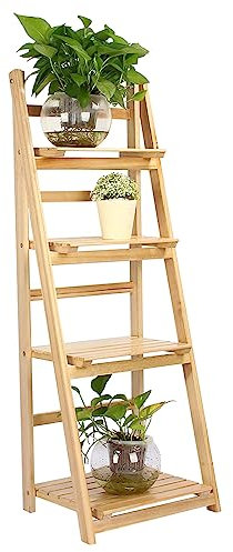 Cocoarm Bücherregal, Ständer für Pflanzen und Blumen, 4 Etagen, Leiterregal, Moderne Aufbewahrungseinheit, Organizer, Präsentationsständer, Faltbare Pflanzenständer für Drinnen und