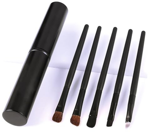 FRCOLOR Lidschattenpinsel und Stilvolle Handhabung 5 Stück aus Pferdehaar und Kunstfaser mit Kompakter Aufbewahrungstasche für Tägliches Augen Make Up