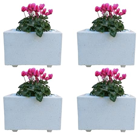 Generico 4 FIORIERE PER ESTERNO - RETTANGOLARI IN GRANIGLIA DI MARMO BIANCO BOTTICINO - MISURA 50 X 25 h30 CM