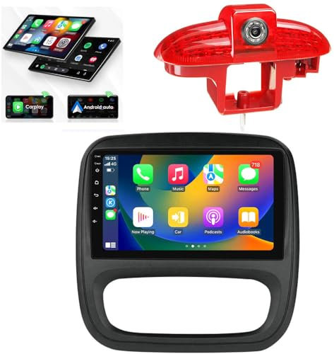 GPS Navi 9 Zoll PKW LKW Navigation, Car Autoradio mit A-pple Carplay& Android Auto+Wasserdicht Bremslicht Rückfahrkamera Ersatz für Nissan Primastar Diesel Petrol/Opel Vivaro Van Diesel