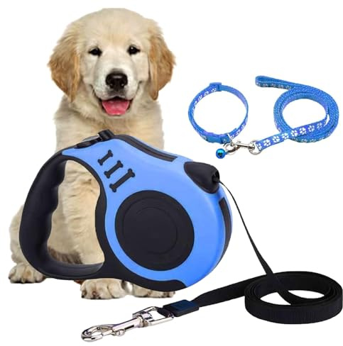 Guinzaglio per cani retrattile, avvolgitubo, 5 m, stabile e regolabile, retrattile per cane a 360 gradi, con manico antiscivolo, flessibile per allenarsi e passeggiare