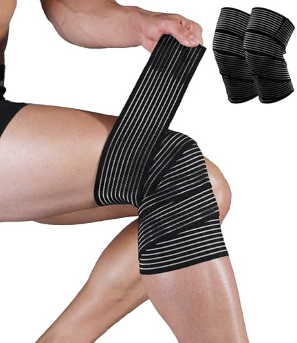 2 Pack Knee Wraps for Pain Relief, Knee Wrap Knee Compression Sleeve Knee Sleeves for Men Women Compression Knee Brace, Knee Brace for Arthritis Pain and Support, Knee Band for Knee Pain Relief