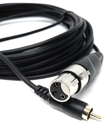 DRUT 10m 3-Pin XLR Female to RCA Phono Audio Cable, Gold-Plated Connector | Gold-plated contacts. No drivers needed, plug & play. Great for microphones, mixing desks, and professional PA/studio...