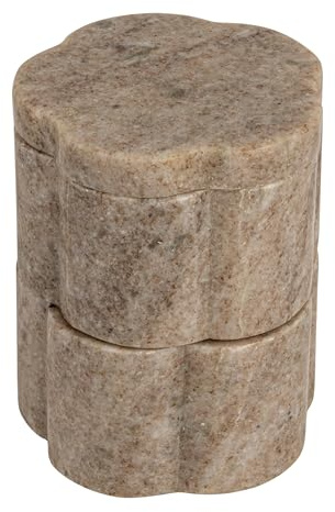 Creative Co-Op 2-Piece Marble Stackable Pinch Pots with Lid, Buff Color