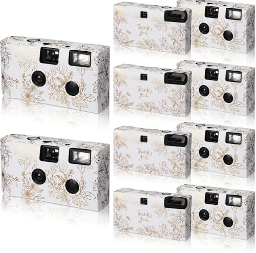 Kanayu 10 Pack Disposable Camera Bulk for Wedding,35mm Single Use One Time Camera Bulk with Flash for 2025 Graduation Birthday Party Gathering Anniversary Travel (Gold Stamping Rose)