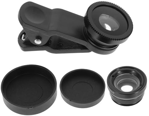 Set Obiettivo Grandangolare Macro Fisheye 0, 67x e 0, 4x per Cellulare | Lega di Alluminio e Plastica, Clip Inclusa, Nero, Leggero e Facile da Rimuovere, per Foto Chiare