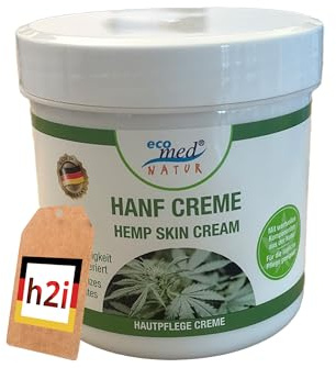 h2i Hanf Creme 250 ml – Feuchtigkeitsspendende Hautpflege mit Hanföl & Kokosöl – Für trockene & raue Haut – Regenerierende Pflegecreme – Vegan – Made in Germany