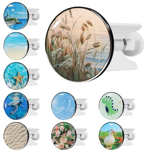 kurkip Universal Waschbeckenstöpsel 40mm Chrom Abflussstopfen – aus Messing, Einstellbare Gummi Stöpsel Waschbecken, Geeignet für Alle Waschbecken und Bidets, Rostfrei & Dicht - weiß, Schilf