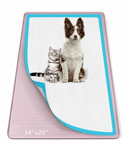 Bartuke 86x56cm Esterilla de Recogida de orina de Silicona con Borde Alto para Perros, Gatos, Conejos,Prueba de Fugas, Alfombrillas de Entrenamiento para Perros para Proteger el Suelo en casa (Rosa)