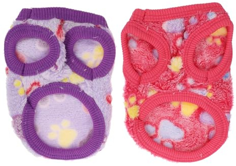 VALICLUD 2 Stück Pack Warme Hundebekleidung aus Leichtem Korallenfleece Kleine Haustierwesten In Violett und Rosa Weich und Bewegungsfreundlich für Fotoshootings und Besondere Anlässe