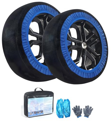 Chenxi Studio Schneeketten für Notfälle, Schneeketten, Winter-Anti-Rutsch-Ketten, Auto-Zubehör, Textil-Schneeketten, 2 Stück