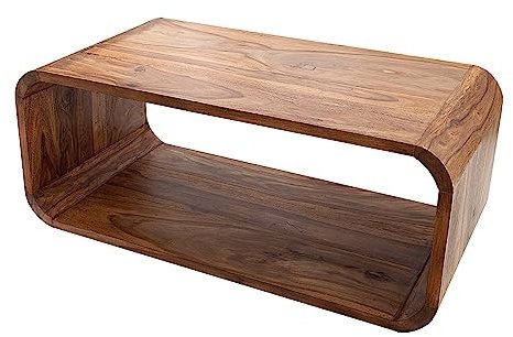 invicta INTERIOR Massiver Holz Couchtisch CUBUS 100cm Sheesham Stone Finish TV-Board Beistelltisch Massivholz Tisch Holztisch