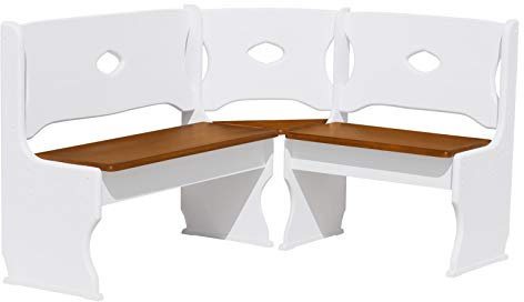 k koma Eckbank Kiefer MASSIVHOLZ Weiss und Eiche Farbe (140 x 180 cm)
